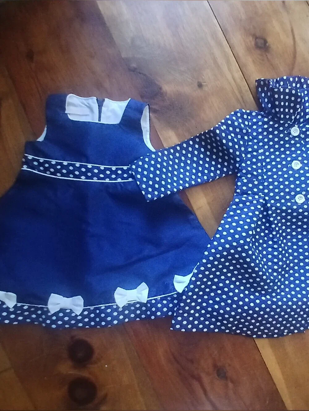 Bonnie Baby Navy Blue Polka Dot Toddler Dress and Coat Sz 24M